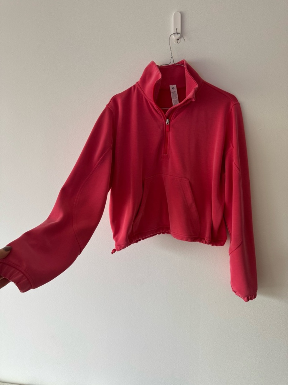 lululemon athletica Softstreme Cropped Half-Zip Sweatshirt in Bright Pink